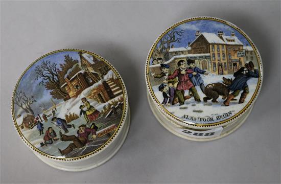 Two pot lids Alas Poor Bruin and Dangerous